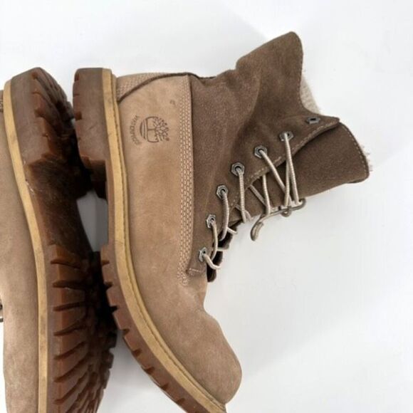 Timberland Women's Leather Waterproof Roll Fold-Over Teddy Fleece Boots Size 8 - Picture 8 of 12